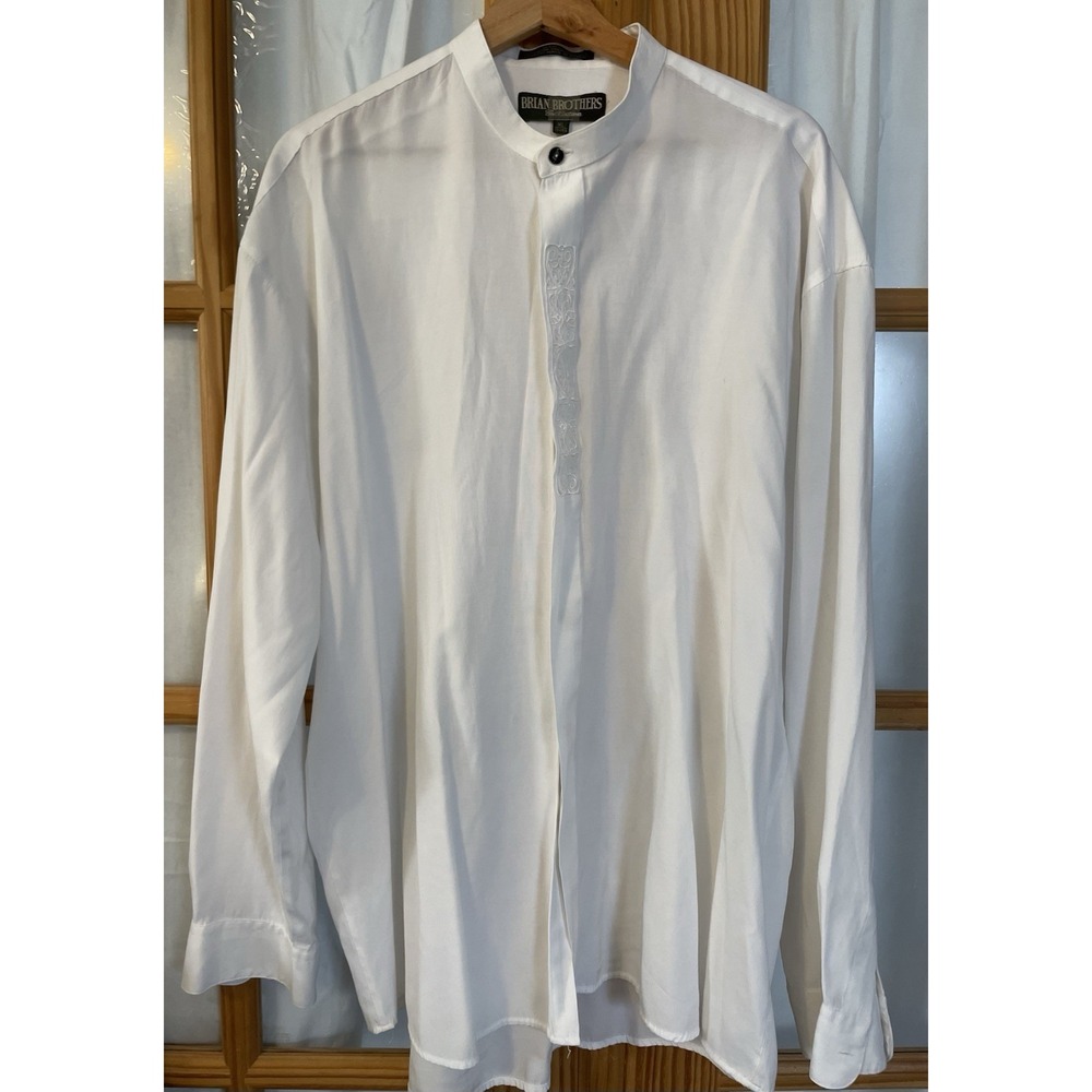 80s Brian Brothers Dress Shirt Mens 17 White Single Needle Tailoring Korea